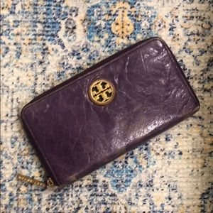 Tory Burch Purple Leather Wallet
